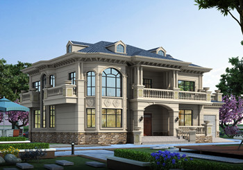 面寬20米大氣的農(nóng)村二層別墅設(shè)計(jì)圖，戶型帶車(chē)庫(kù)和土灶房設(shè)計(jì)