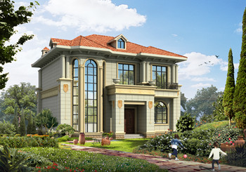 100來平復式旋轉樓梯二層簡歐別墅設計圖，戶型實用