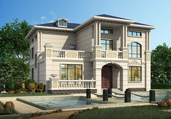 新農村兩層歐式自建樓房設計方案圖，占地面積170平左右