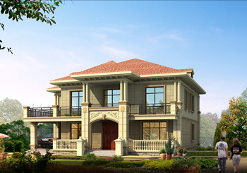 帶開放式車庫的二層四間歐式別墅圖，占地200多平，造價35萬