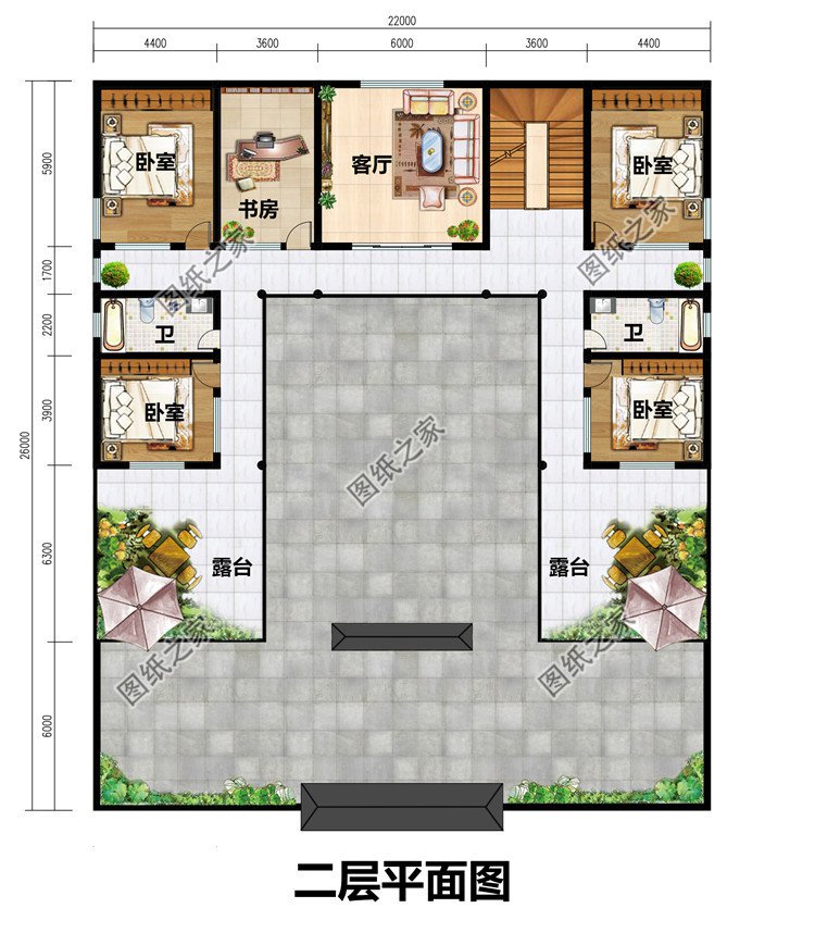 320平方米高端農村帶車庫四合院別墅設計圖，徽派韻味十足