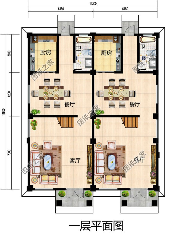 農村四層樓房雙拼別墅設計全套施工圖,外觀低調有內涵