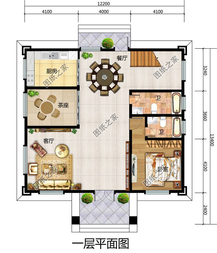 新中式農村三層樓房設計圖紙，線條錯落有致