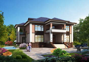 面寬15米新農(nóng)村二層中式自建房設計圖紙，挑空復式客廳