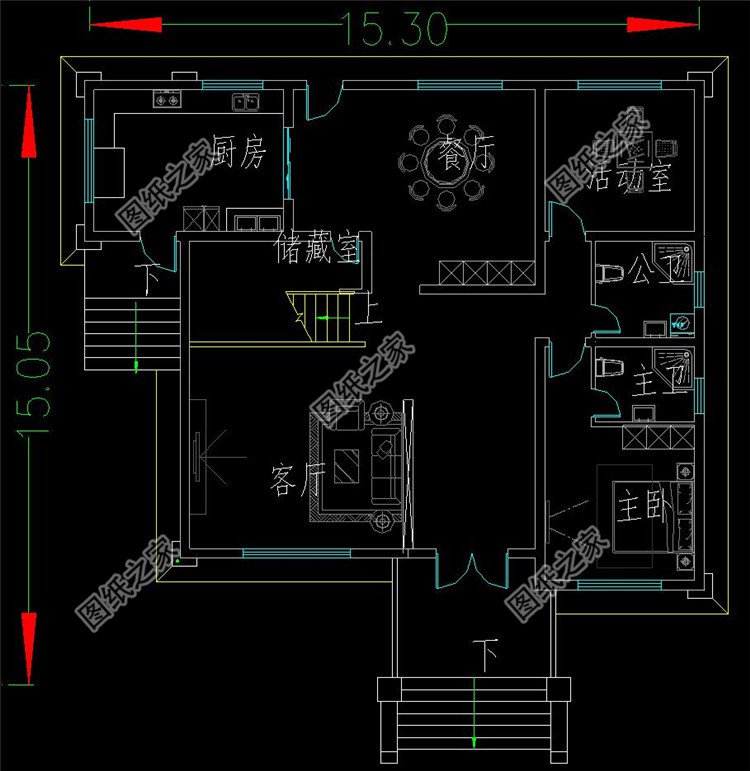 二層中式自建房一層設計圖