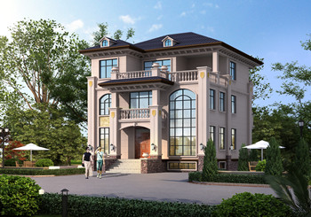 帶地下室設計三層自建房別墅設計圖，復式挑空客廳