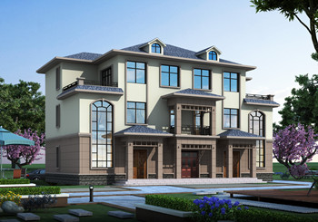 自建房共堂屋雙拼別墅設計圖方案，三層挑空復式戶型