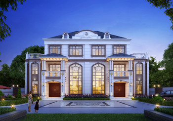 帶地下室的農村三層雙拼別墅設計圖，復式戶型，面寬23米