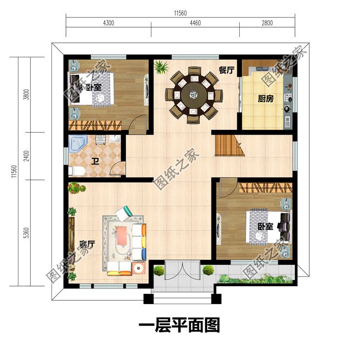 新農村歐式時尚二層別墅設計圖紙，120平方米自建房
