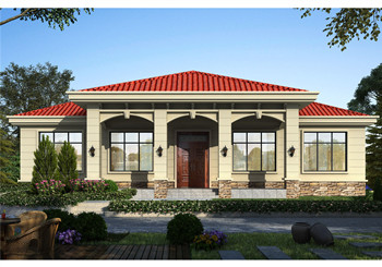 大戶型美觀一層平房自建房設計圖，面寬19米左右