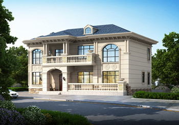 二層簡歐別墅設計圖挑空客廳+旋轉樓梯，看過的人都說氣派