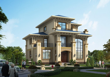 鄉村二層半別墅圖紙設計，歐式風格、錯落有致，150平左右