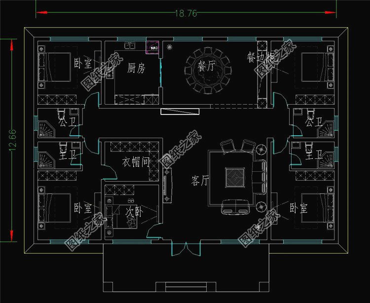五套鄉下建房一層戶型圖，蓋好驚艷全村