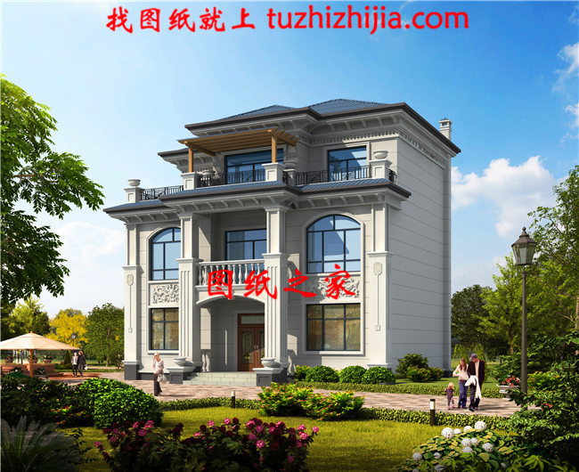 農村新式三層樓圖片，造價最低25萬，做村里最靚的房