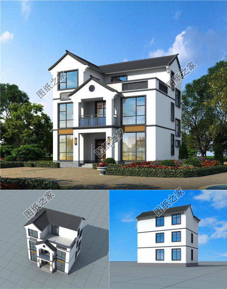 農村新式三層樓圖片，造價最低25萬，做村里最靚的房