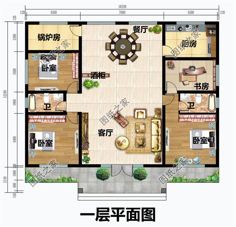 鄉下建房一層戶型圖,一層住宅設計