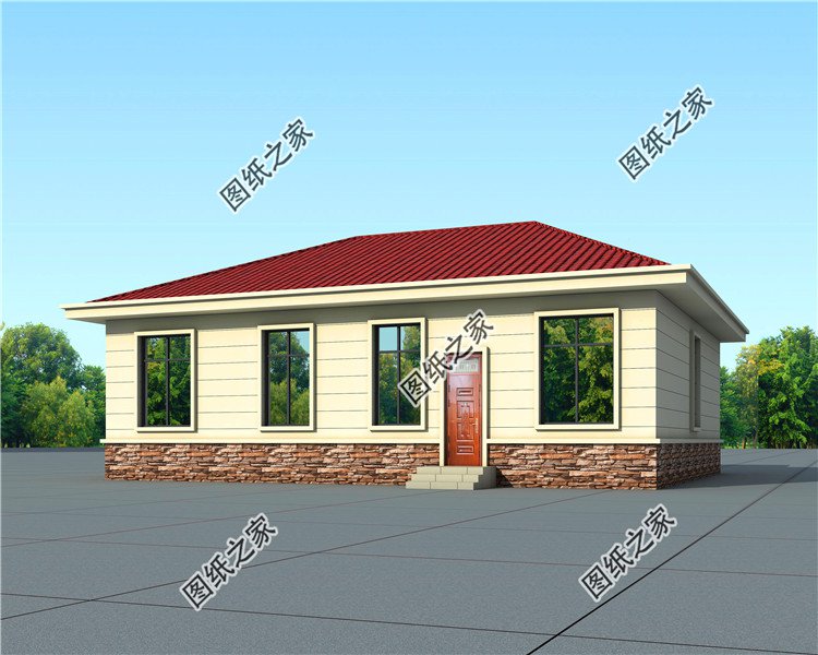 農(nóng)村一層自建房效果圖，另附4室一廳詳細(xì)圖，建房一定要看