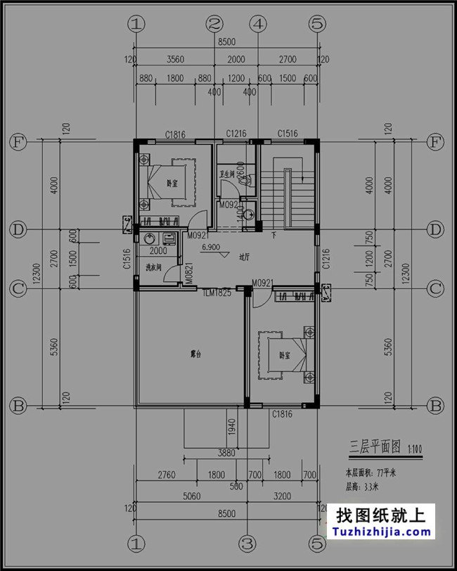 8*12自建房設計圖，外觀洋氣，簡單實用