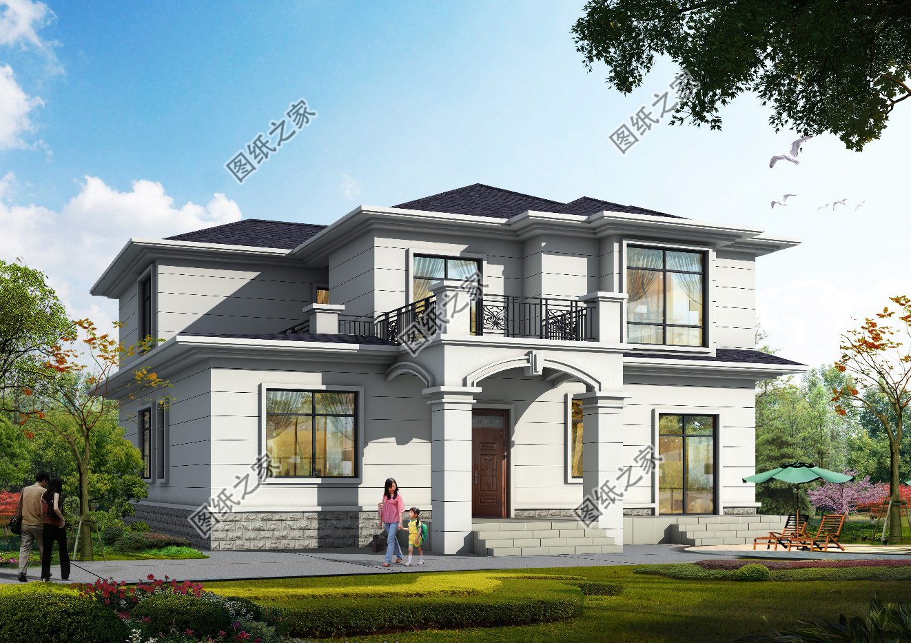 4套高顏值別墅效果圖帶戶型圖，美觀實用，百看不厭