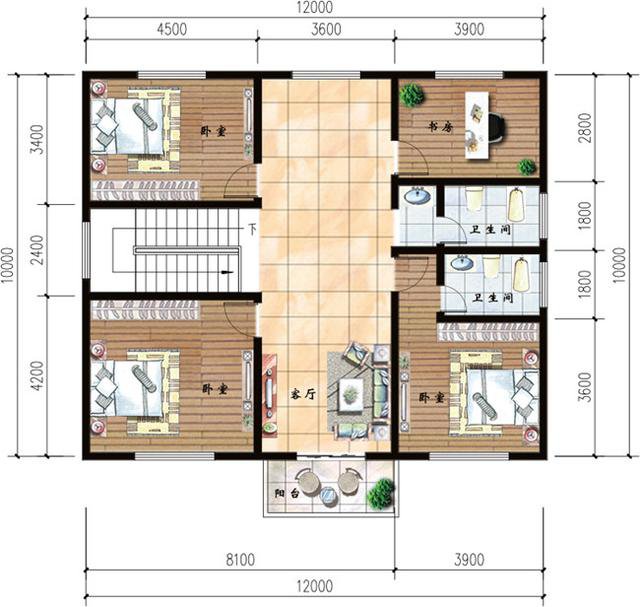 10x12米自建套房圖紙，包括一層到三層，你想要的都有