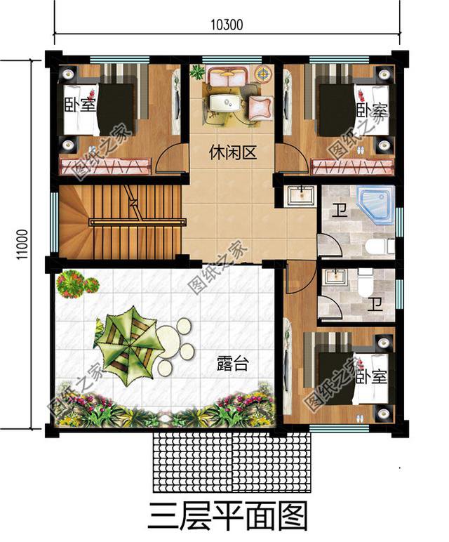 簡單大氣農村三間三層樓房圖片，戶型合理，看的我都想回家建房了