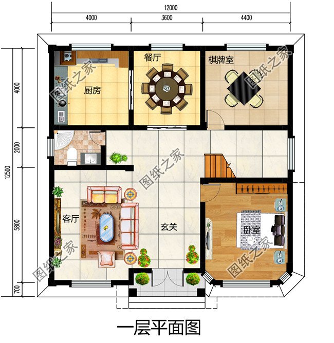 三款12米乘12米建房設計圖，戶型方正，每個村都該有的戶型