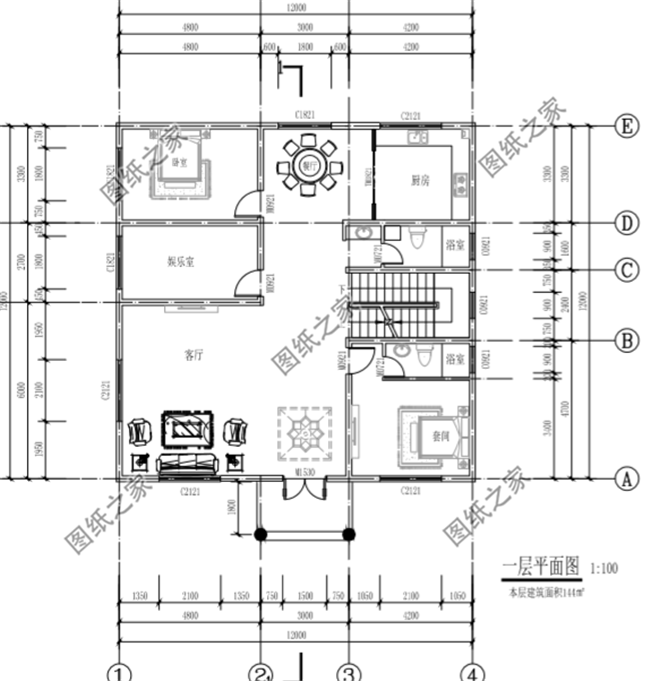 三款12米乘12米建房設計圖，戶型方正，每個村都該有的戶型