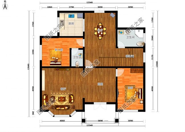 三款12米乘12米建房設計圖，戶型方正，每個村都該有的戶型