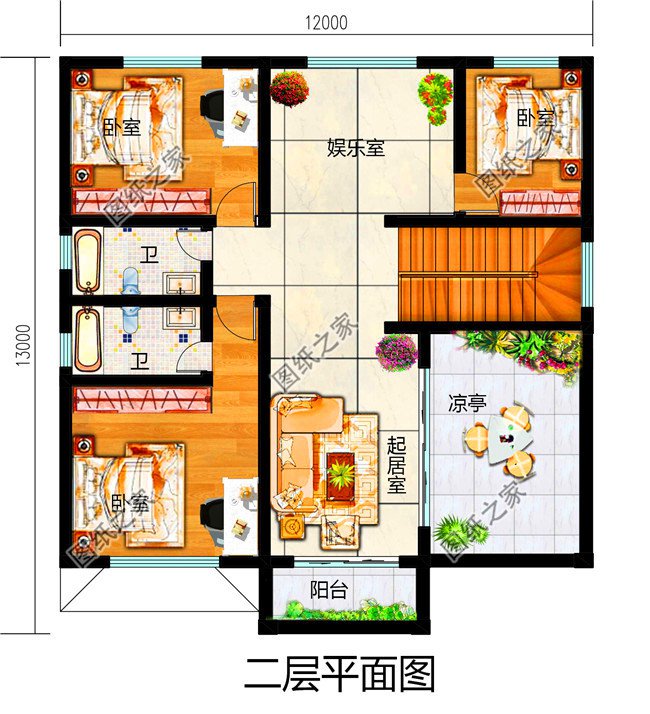 不用過于高大上，12×13二層房屋設計圖就是不錯的選擇，戶型合理