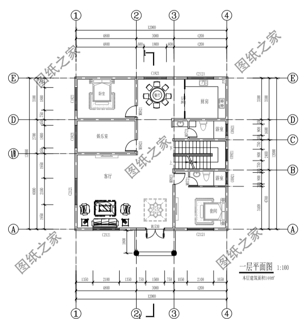 12米*12米農村建房設計圖，經典不過時，農村自建房不二的選擇