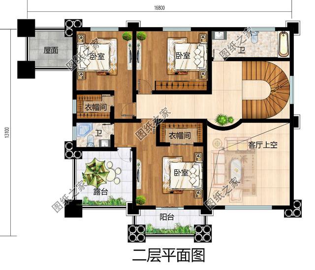 農(nóng)村帶陽臺三層樓房圖，采光就靠它，關鍵是溫馨