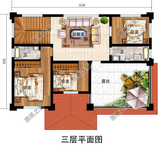 農(nóng)村建房子三層樓圖片，戶型簡單又美觀，適合全家人居住