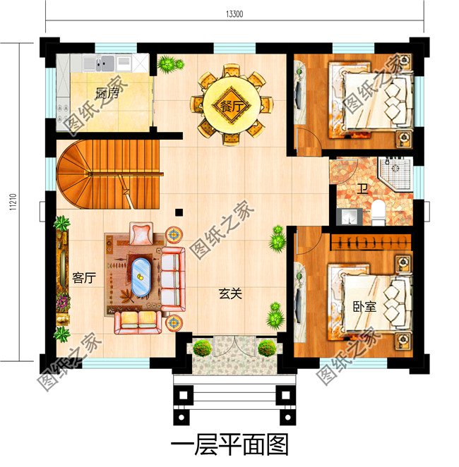 最受歡迎的經典戶型來啦，農村13×12米自建房設計圖，一層二層三層都有