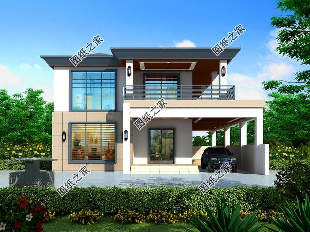 現(xiàn)代二層樓房圖片，設(shè)計合理外觀漂亮，看完后大家都爭著建