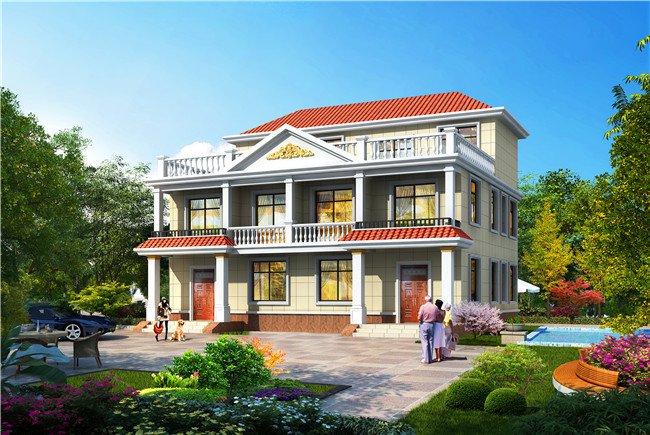 兄弟雙拼四間三層別墅設計圖，這樣建感情更親近，4套戶型外觀全都是精品