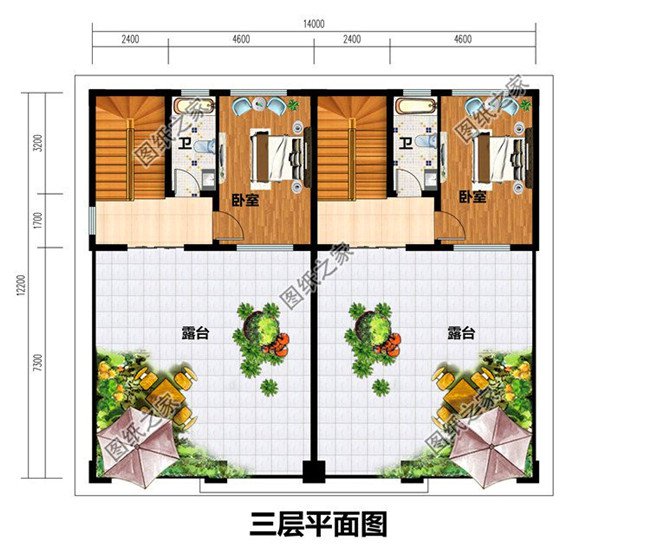 兄弟雙拼四間三層別墅設計圖，這樣建感情更親近，4套戶型外觀全都是精品