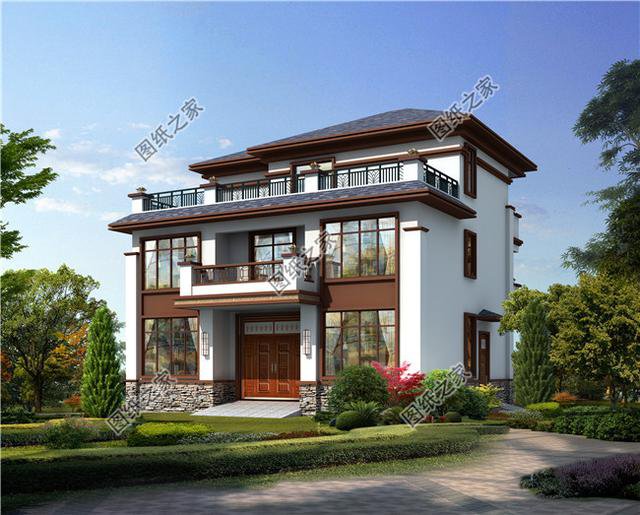 農村三層大氣別墅圖片，建這樣的房子，出去肯定有面兒