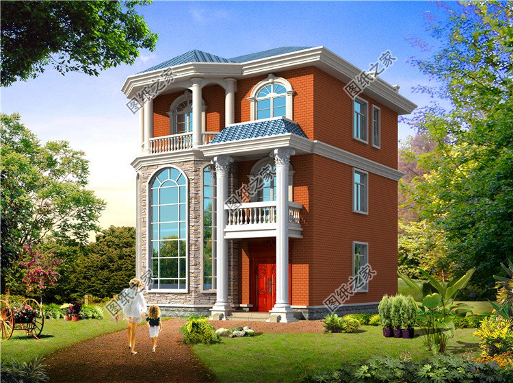 開間9米農村三層別墅圖，就算宅基地再小，建出來的房子也能很氣派