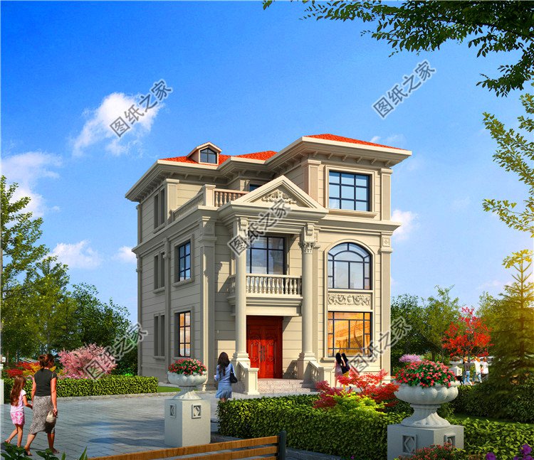 開間9米農村三層別墅圖，就算宅基地再小，建出來的房子也能很氣派