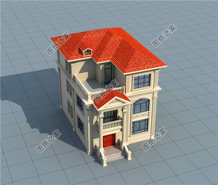 開間9米農村三層別墅圖，就算宅基地再小，建出來的房子也能很氣派