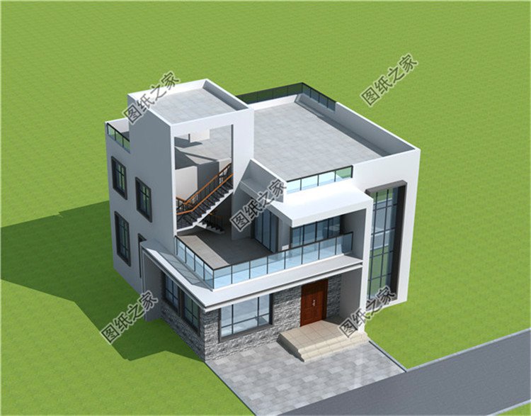 三套二層平頂現代風別墅設計圖，簡單又舒適，省錢不說還不愁沒地方曬糧食