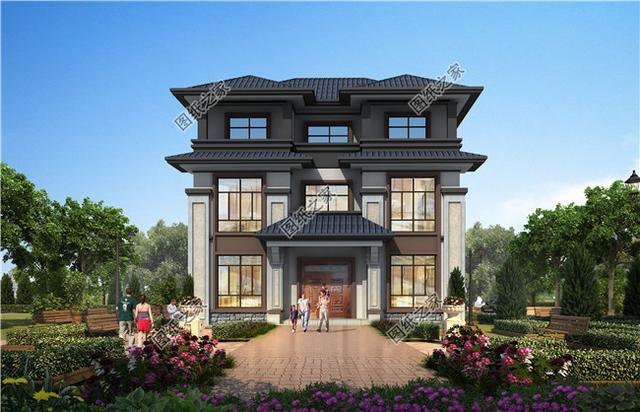 新中式風(fēng)格別墅外觀效果圖，傳統(tǒng)與現(xiàn)代的融合，體會(huì)中式建筑的美