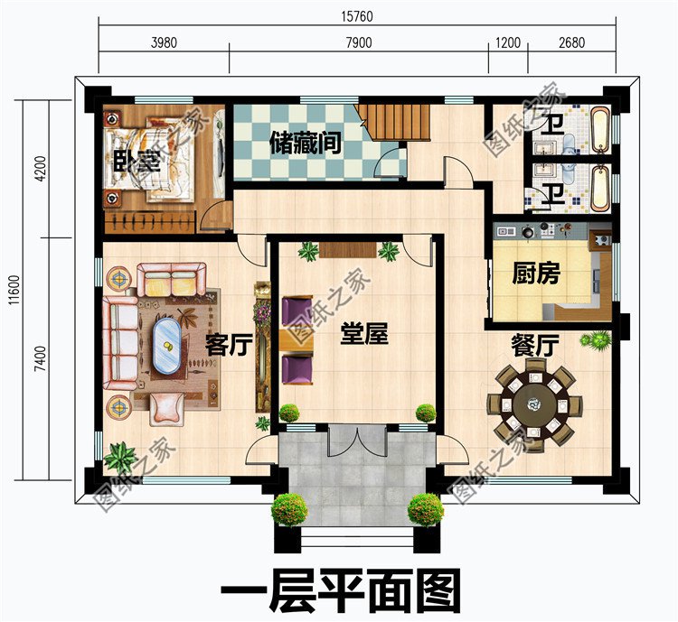 新農村帶陽臺三層樓房圖紙