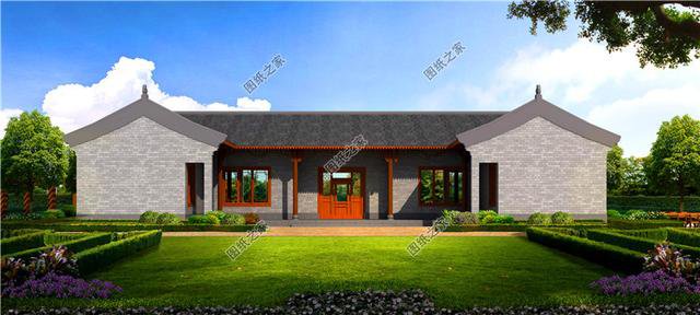 四套最接地氣的農(nóng)村一層三合院效果圖，第二套最好看，含圖紙