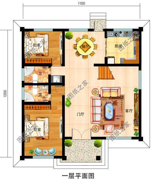占地120平方米兩層半房屋設計圖，簡直就是農村自建房中的潮流
