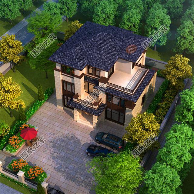 看這三款農村新中式三層樓房圖片，極具中國風，農村土豪的專屬別墅