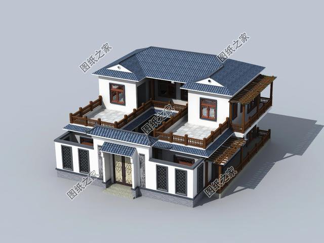 農村別墅四合院復式戶型，也就只有四合院，才是農村該建的房子