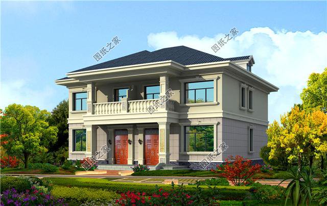 農(nóng)村兄弟雙拼二層別墅圖片，兄弟一起建房，這樣設(shè)計(jì)絕了