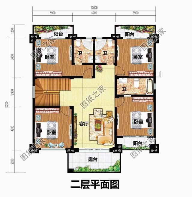 面寬12米二層小別墅圖片，實物圖好看極了，鄰居看了也想建一棟