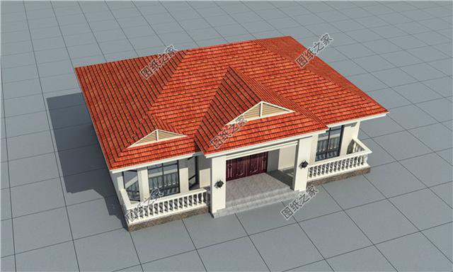 一層斜屋頂自建房圖，簡簡單單，看著漂亮住著舒服就行了